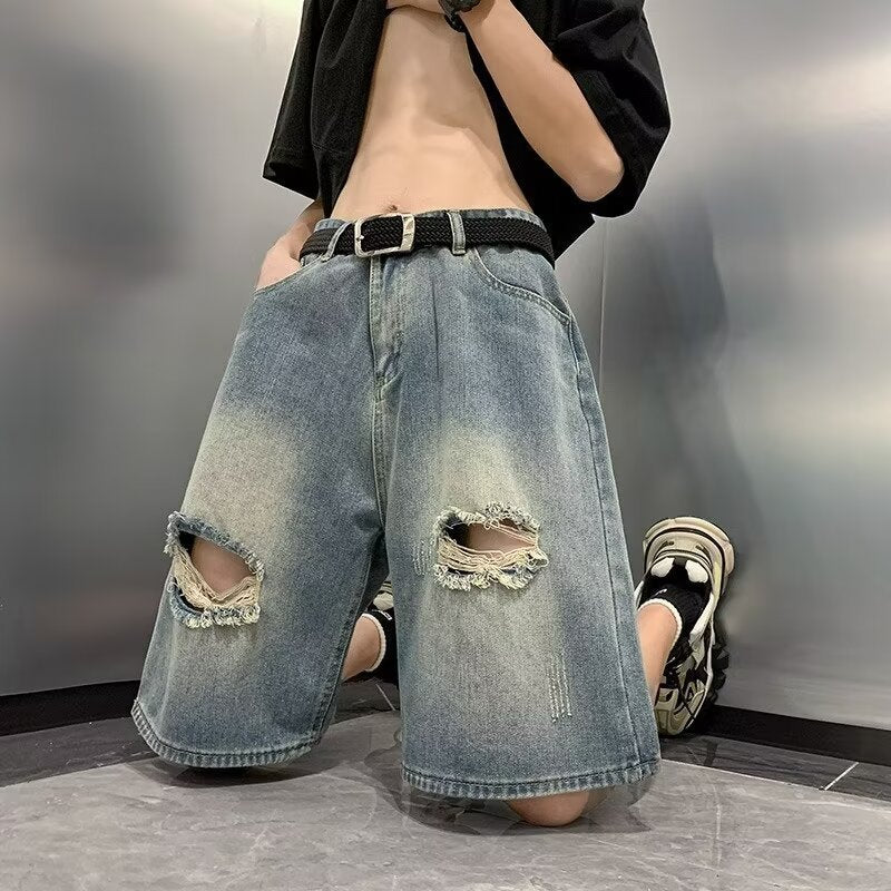 Straight Ruoshuai Casual Five-point Denim Men's Shorts