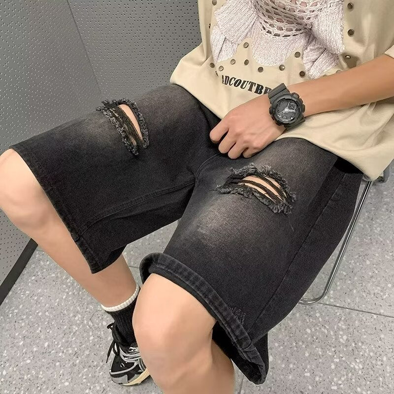 Straight Ruoshuai Casual Five-point Denim Men's Shorts