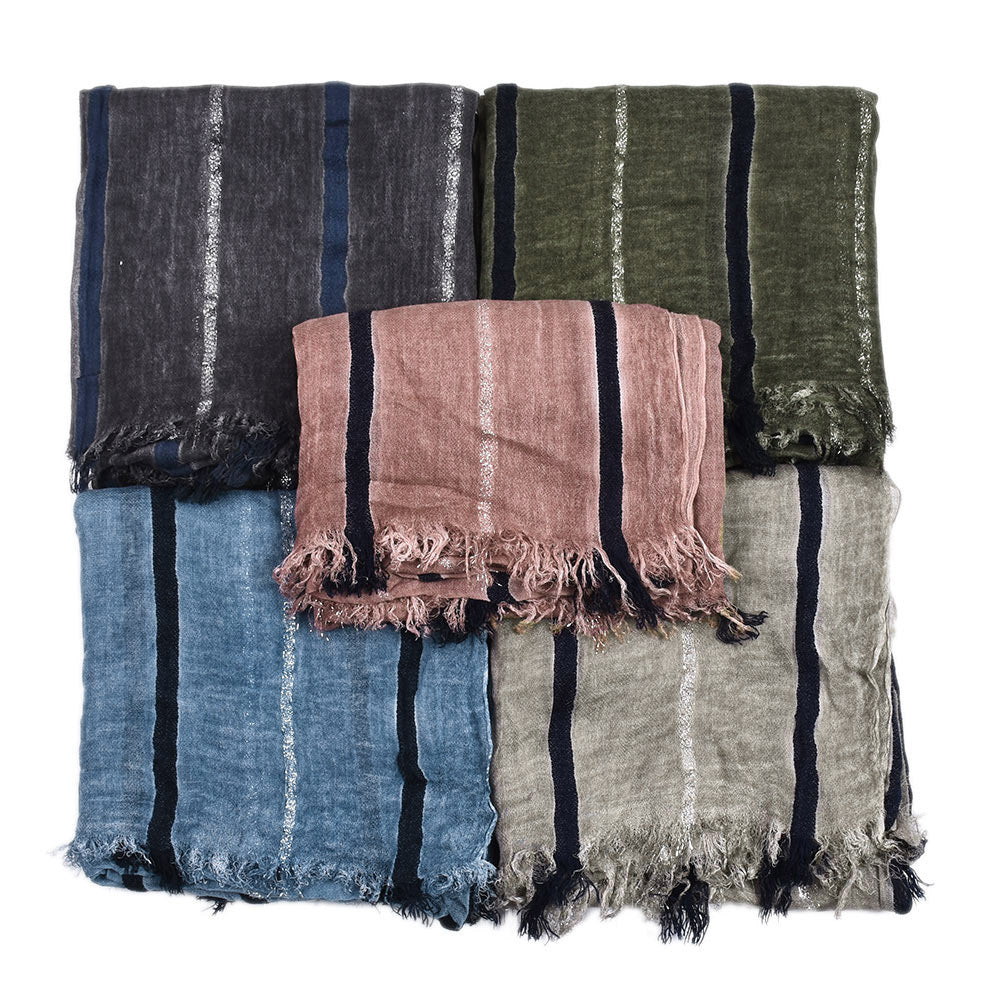 Men's Retro Gentleman Gold Thread Striped Scarf