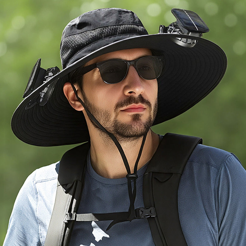 Solar-powered Fan Hat With Long-lasting Lithium Battery, Men's Outdoor Fishing Hat With Fan, Sun Protection Fisherman's Hat