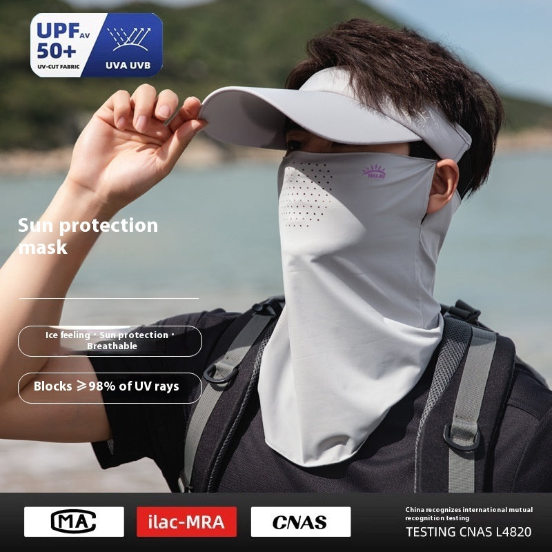 Sun Mask Men's Full Face Ice Silk Scarf
