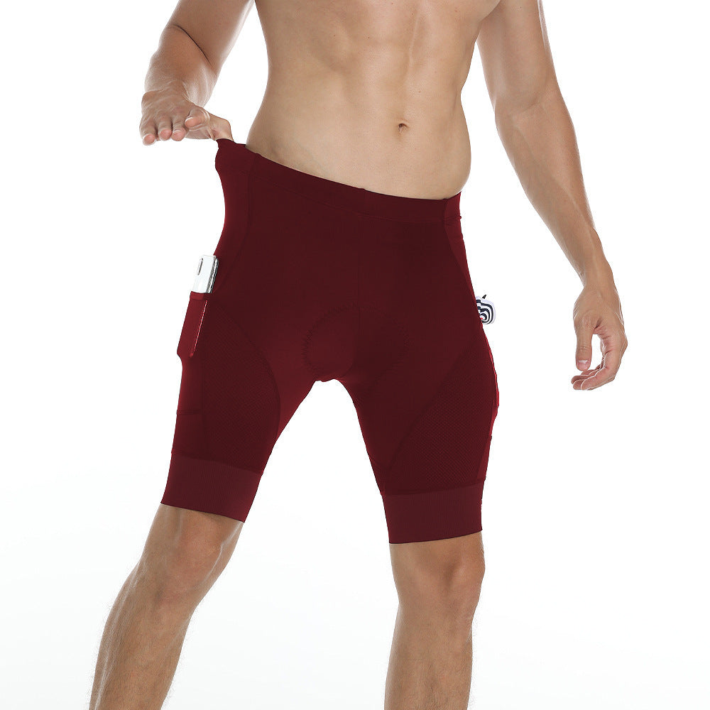 Breathable Sweat Absorbing Cushion Men's Solid Color Bicycle Pants