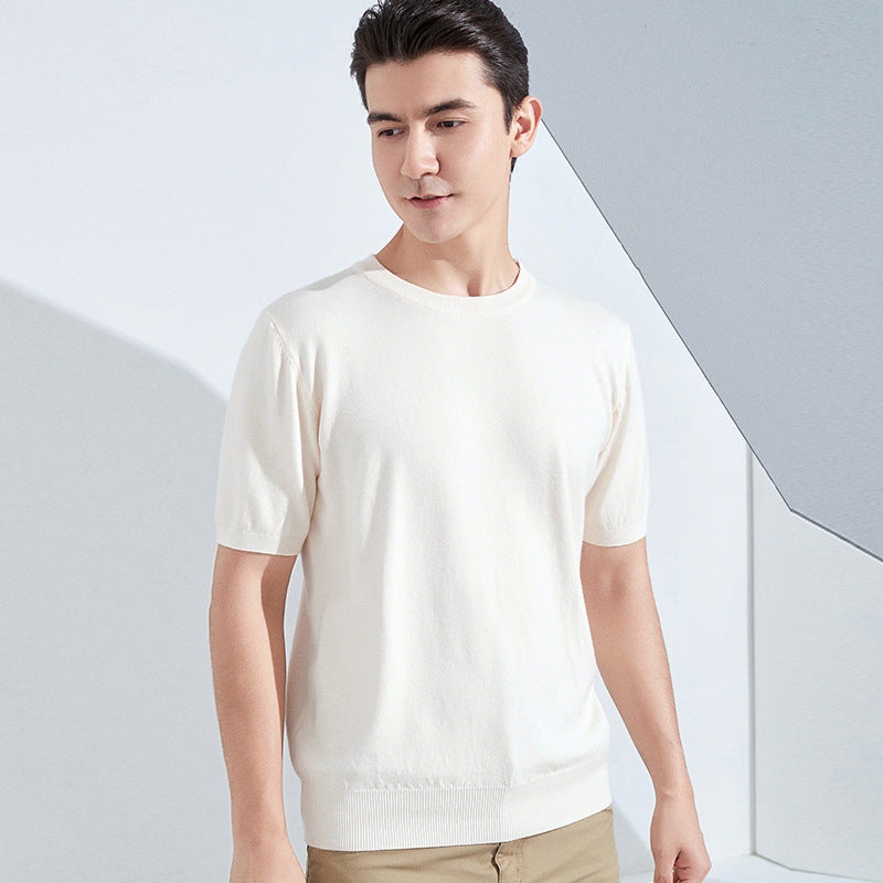 Knitted Short Sleeve Loose T-shirt Pullover Half Sleeve Sweater