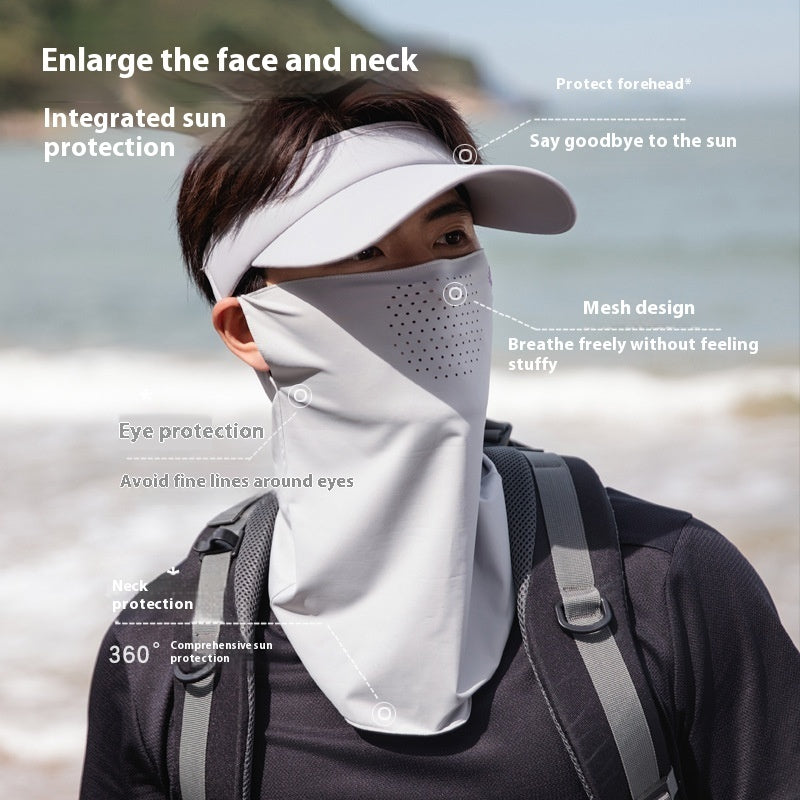 Sun Mask Men's Full Face Ice Silk Scarf