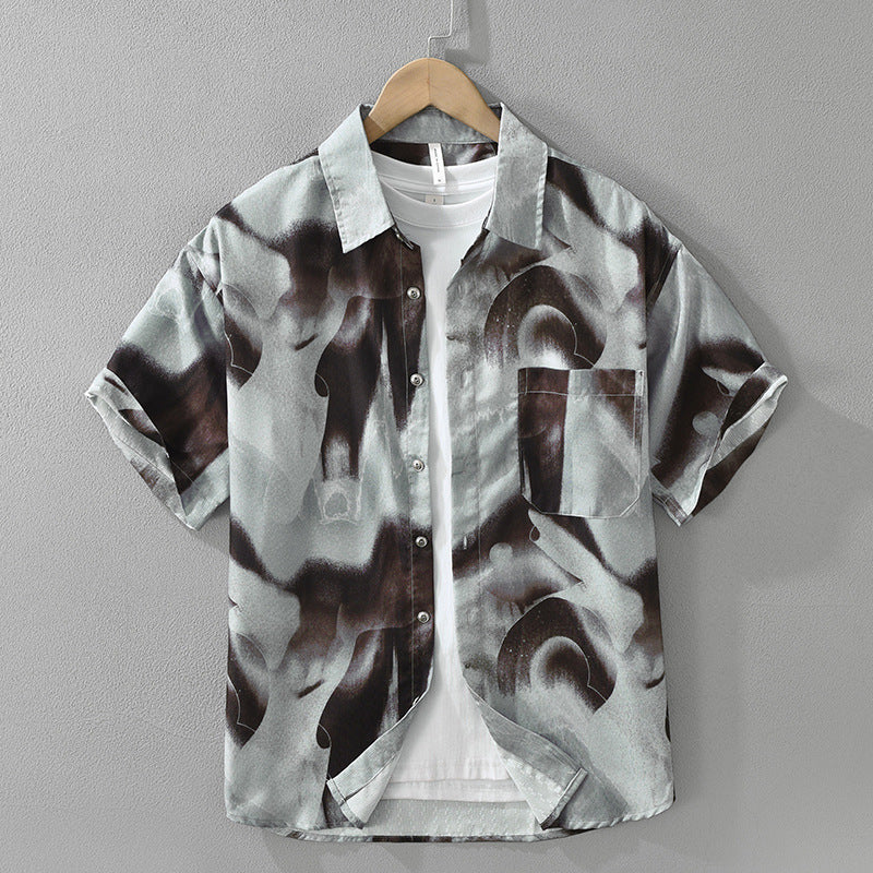 Japanese Trendy Printed Short Sleeve Shirt