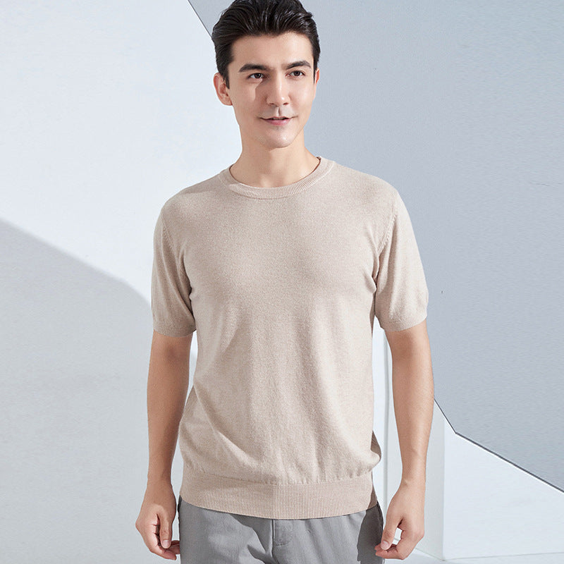 Knitted Short Sleeve Loose T-shirt Pullover Half Sleeve Sweater