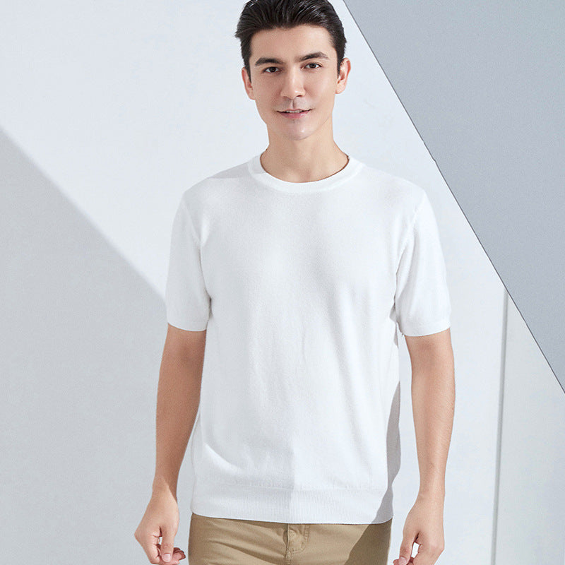 Knitted Short Sleeve Loose T-shirt Pullover Half Sleeve Sweater
