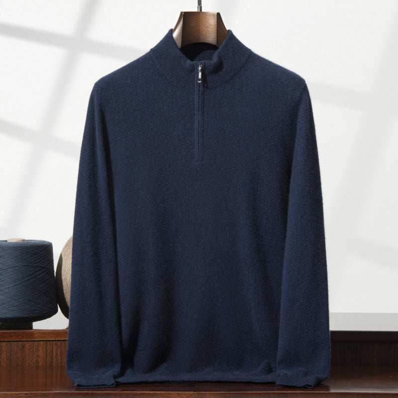 Men's Cashmere Sweater Zip-up Turtleneck Young And Middle-aged