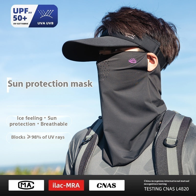 Sun Mask Men's Full Face Ice Silk Scarf