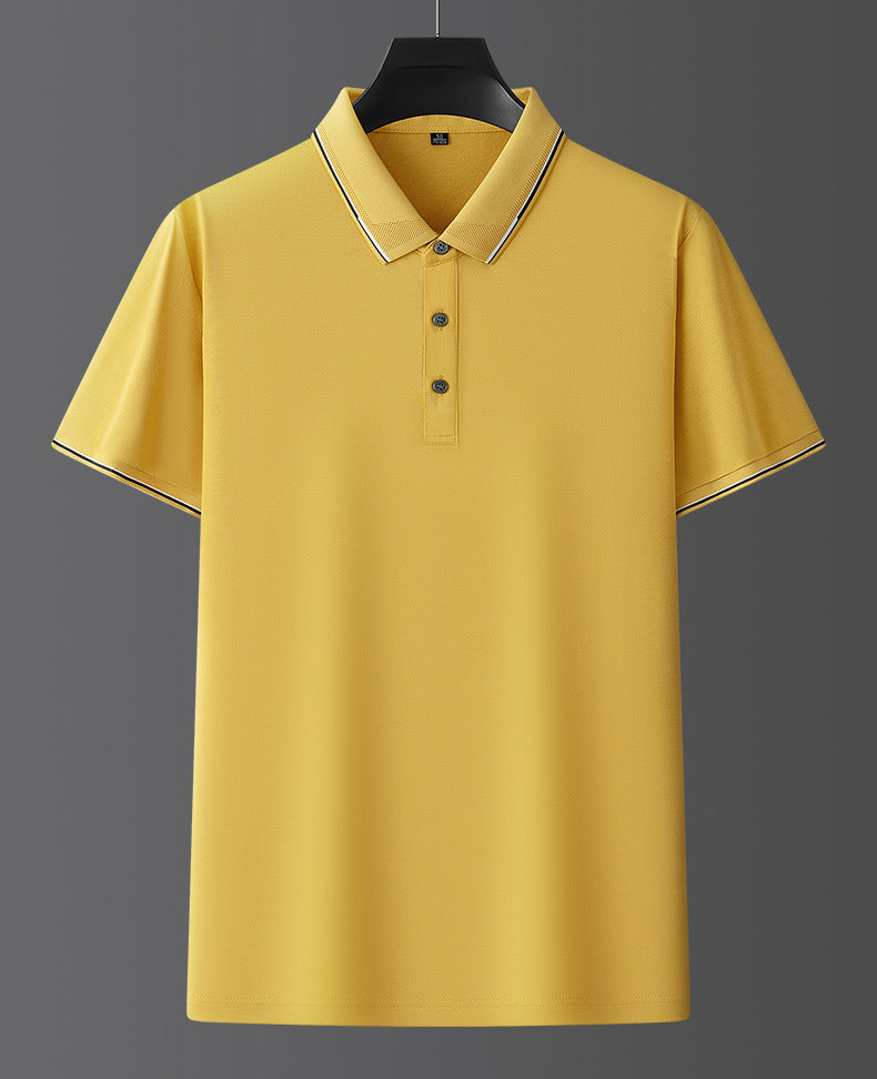 Pure Color Mulberry Silk Men's Short Sleeve