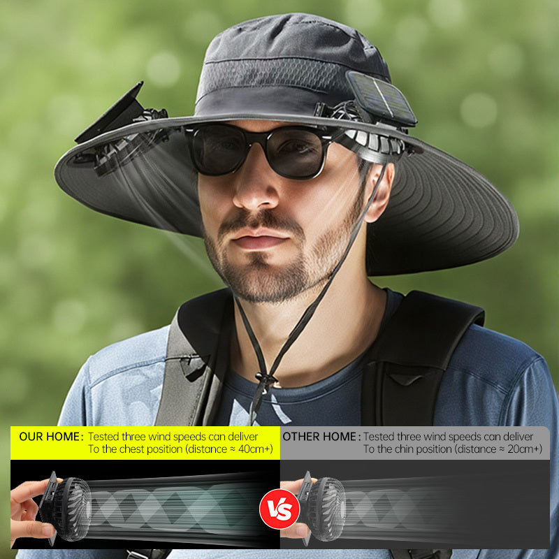 Solar-powered Fan Hat With Long-lasting Lithium Battery, Men's Outdoor Fishing Hat With Fan, Sun Protection Fisherman's Hat