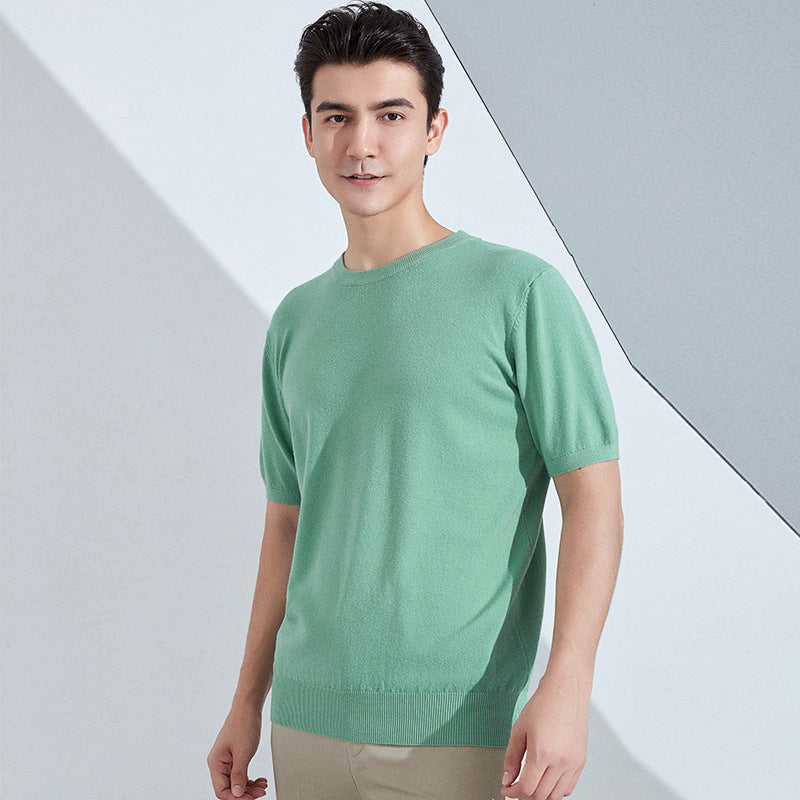 Knitted Short Sleeve Loose T-shirt Pullover Half Sleeve Sweater