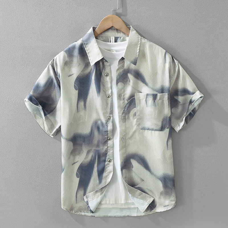 Japanese Trendy Printed Short Sleeve Shirt