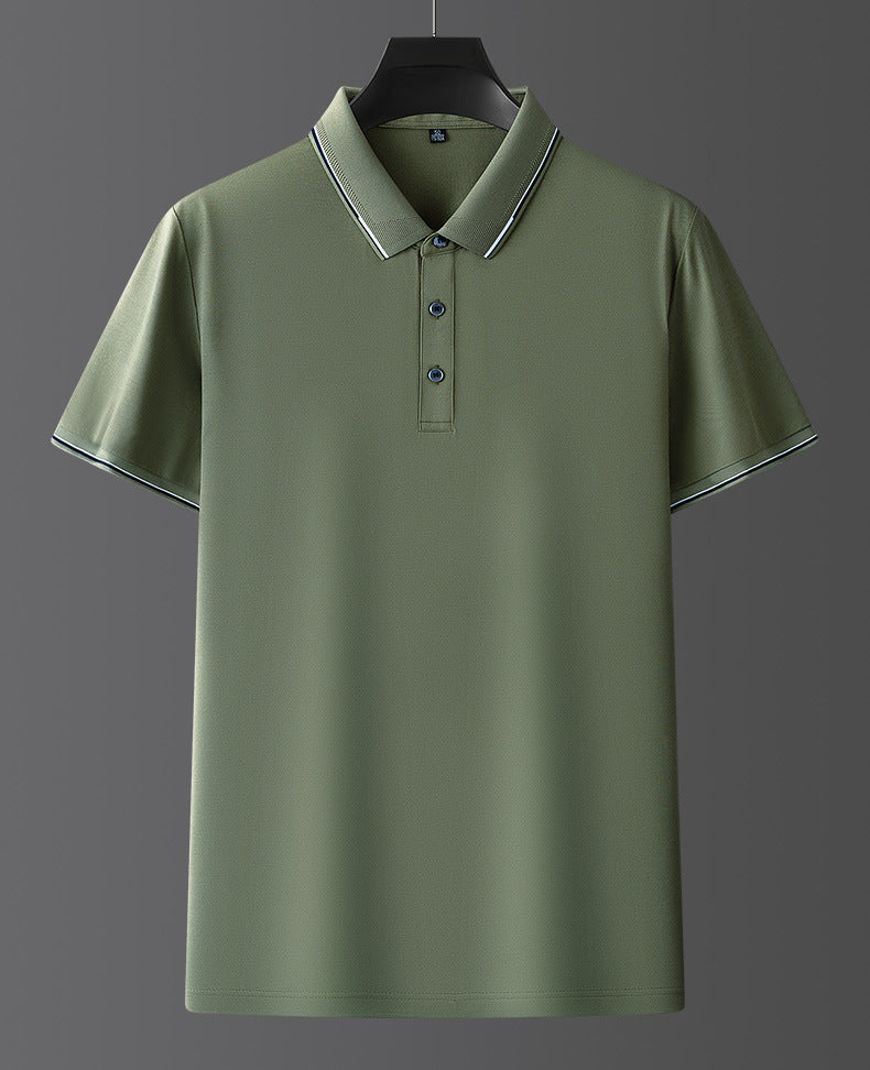 Pure Color Mulberry Silk Men's Short Sleeve