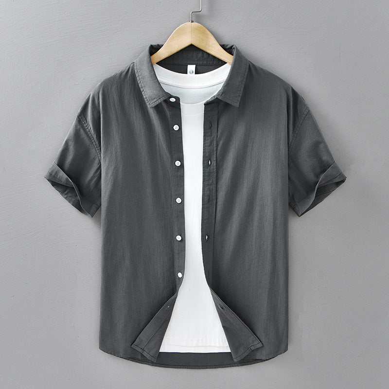 Summer Menswear Casual Short-sleeved Cotton Shirt