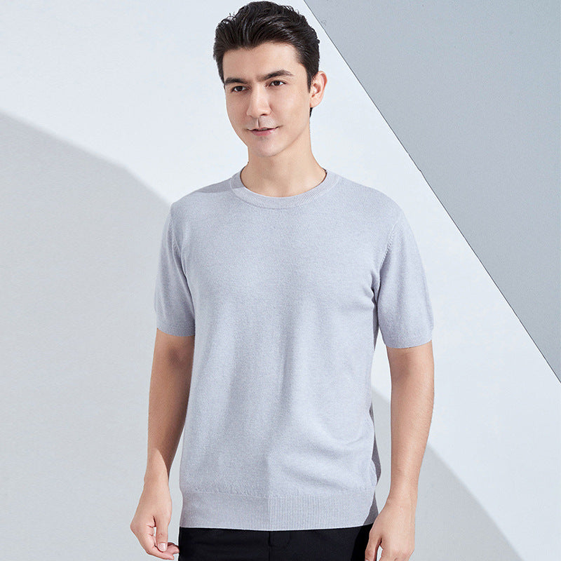 Knitted Short Sleeve Loose T-shirt Pullover Half Sleeve Sweater