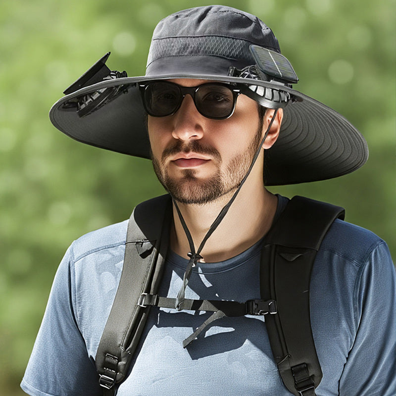 Solar-powered Fan Hat With Long-lasting Lithium Battery, Men's Outdoor Fishing Hat With Fan, Sun Protection Fisherman's Hat