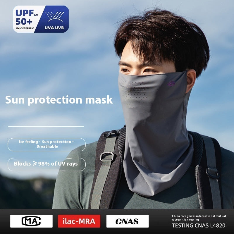 Sun Mask Men's Full Face Ice Silk Scarf