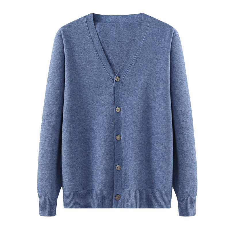 V-neck Knitted Cardigan Coat Men's Andy Velvet Long Sleeve