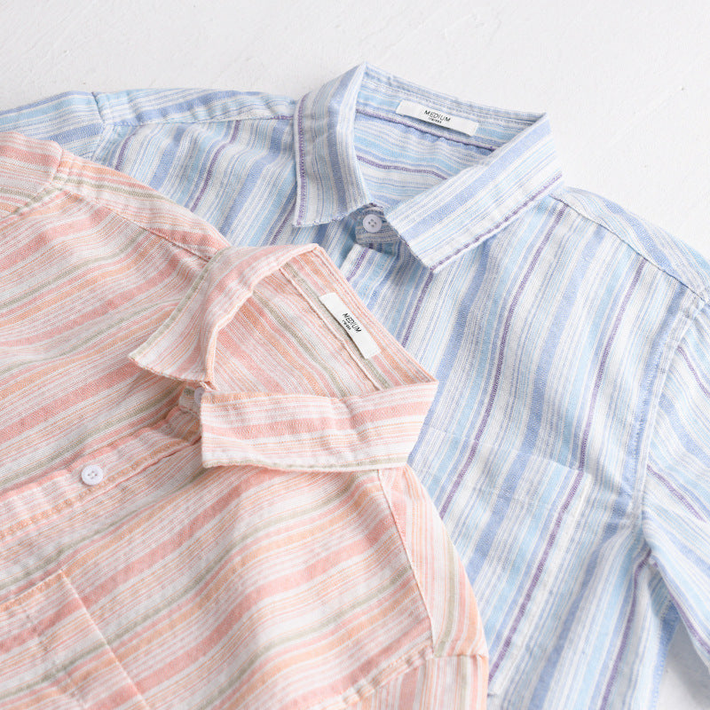 Summer Menswear Striped Minimalist Short Sleeve Shirt