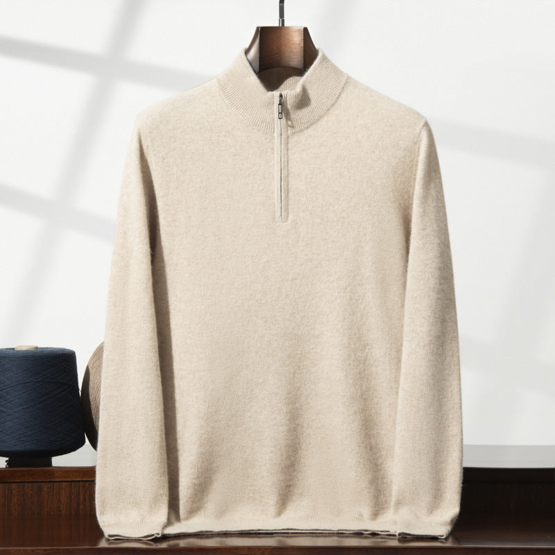 Men's Cashmere Sweater Zip-up Turtleneck Young And Middle-aged