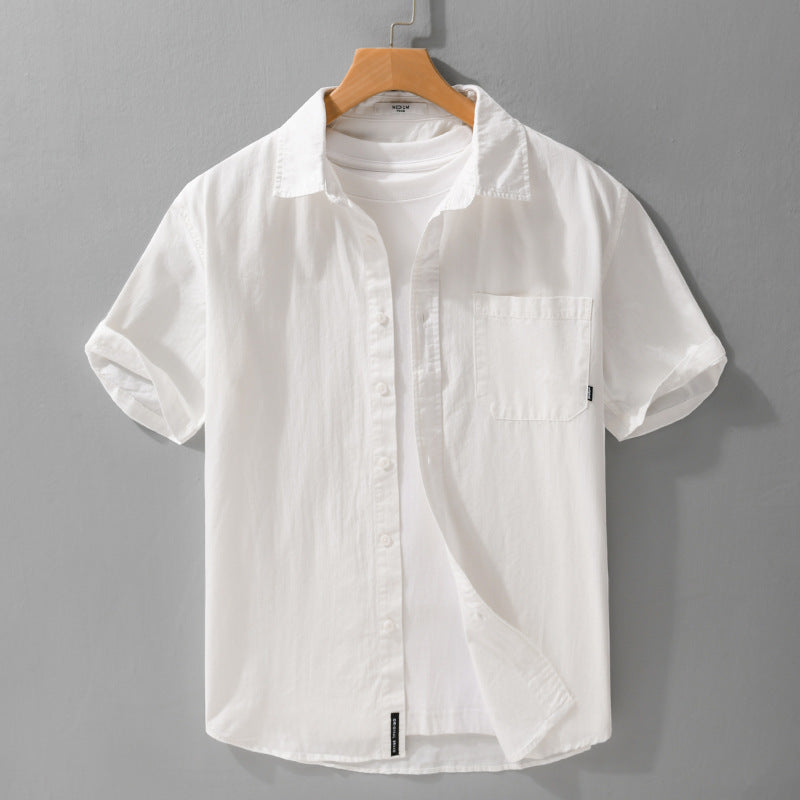 Summer Menswear White Simple Short Sleeve Shirt