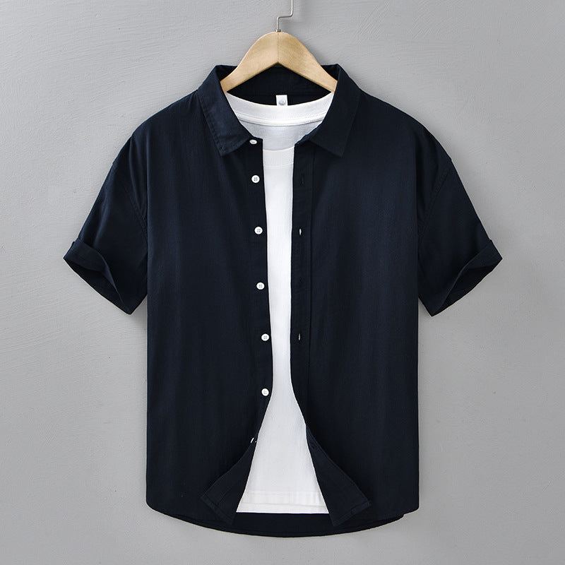 Summer Menswear Casual Short-sleeved Cotton Shirt