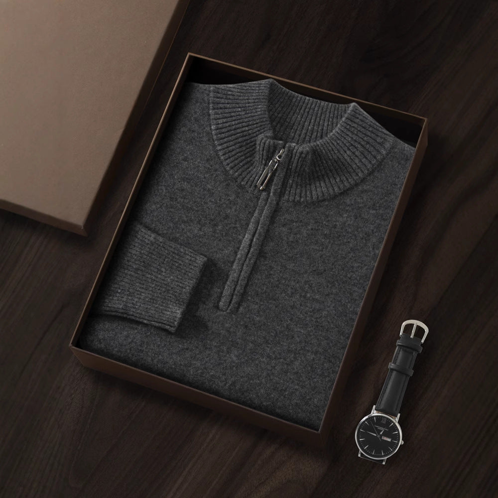Men's Cashmere Sweater Zip-up Turtleneck Young And Middle-aged