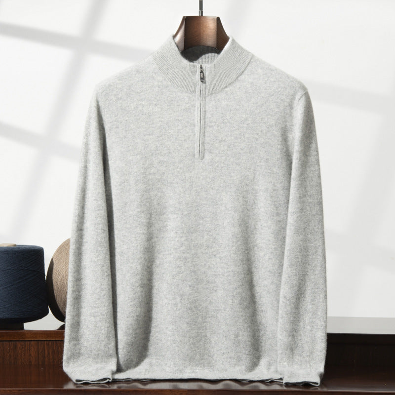 Men's Cashmere Sweater Zip-up Turtleneck Young And Middle-aged