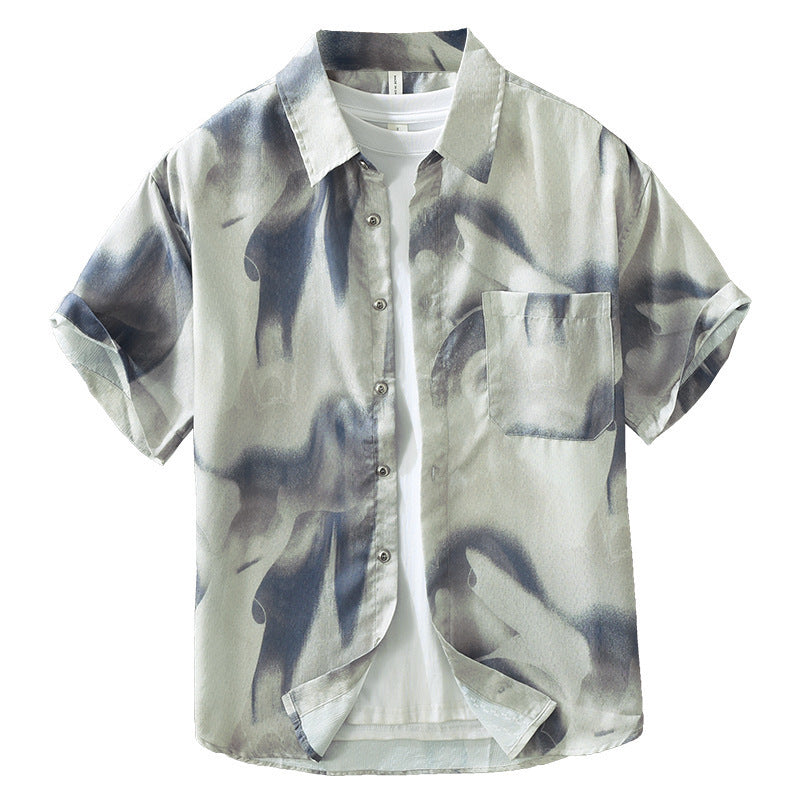 Japanese Trendy Printed Short Sleeve Shirt