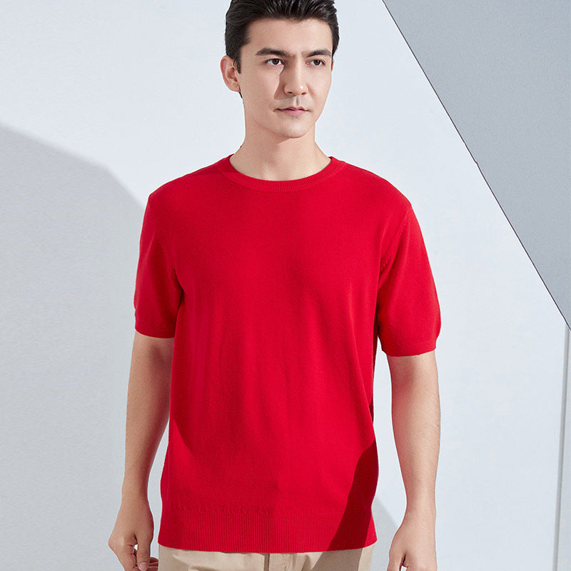 Knitted Short Sleeve Loose T-shirt Pullover Half Sleeve Sweater