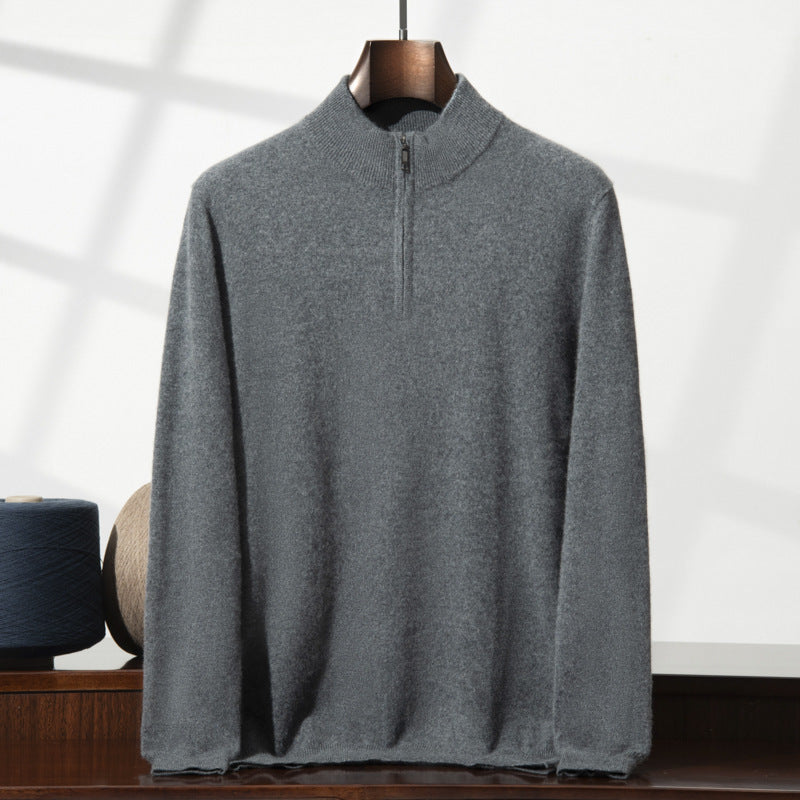 Men's Cashmere Sweater Zip-up Turtleneck Young And Middle-aged