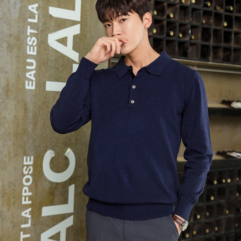 Men's Clothing Polo Collar Pullover Bottoming Shirt