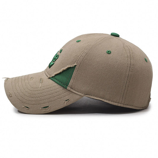Korean Style Ripped Special Letter Embroidered Baseball Cap Big Brim