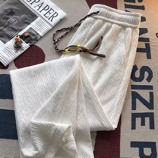 Men's Summer Thin Loose Straight Drooping Texture Pants