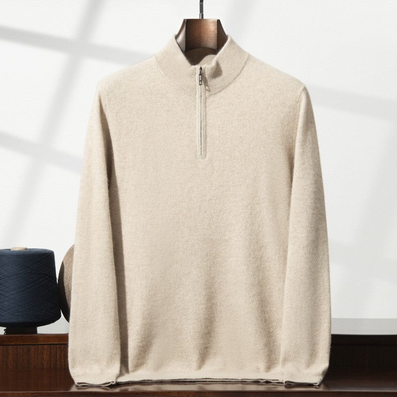 Men's Cashmere Sweater Zip-up Turtleneck Young And Middle-aged
