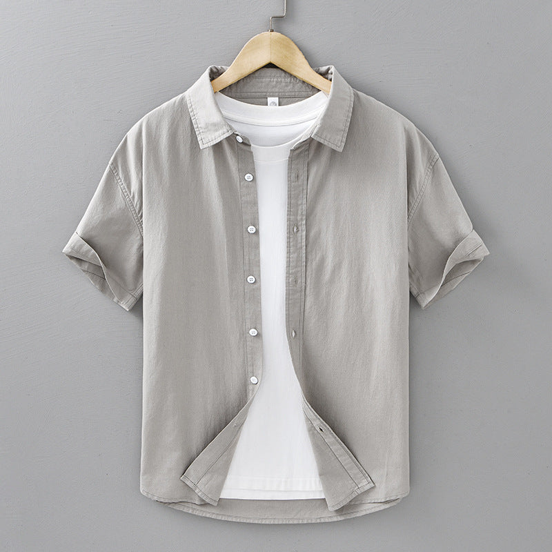 Summer Menswear Casual Short-sleeved Cotton Shirt