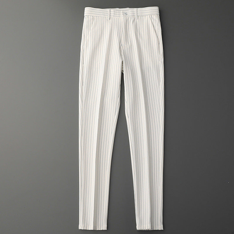 Thin Casual Striped Loose Men's Draping Suit Pants
