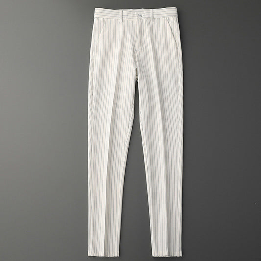 Thin Casual Striped Loose Men's Draping Suit Pants