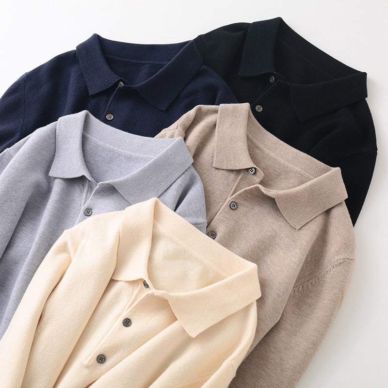 Men's Clothing Polo Collar Pullover Bottoming Shirt