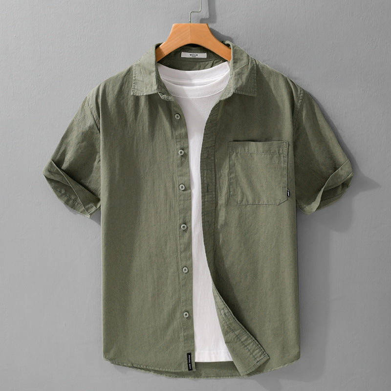 Summer Menswear White Simple Short Sleeve Shirt
