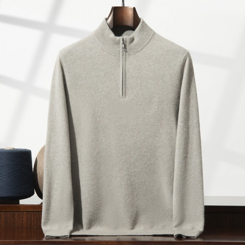 Men's Cashmere Sweater Zip-up Turtleneck Young And Middle-aged