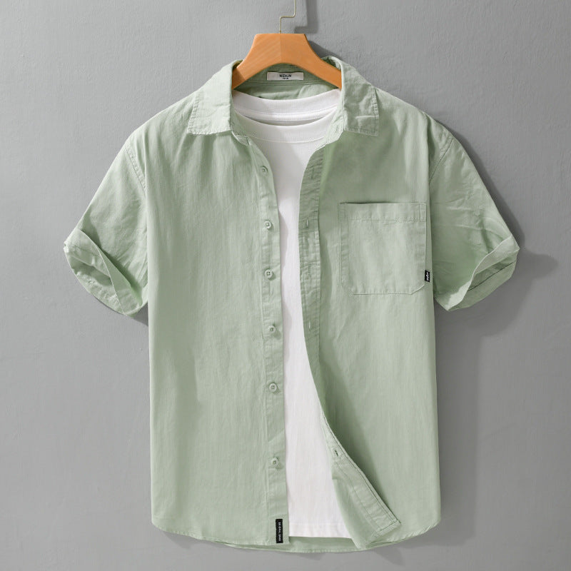 Summer Menswear White Simple Short Sleeve Shirt