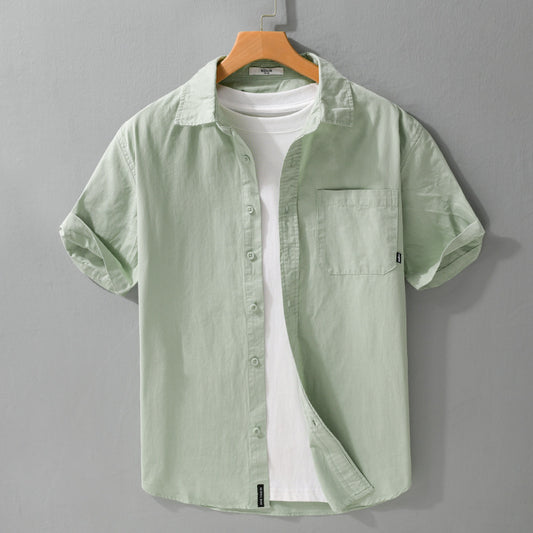 Summer Menswear White Simple Short Sleeve Shirt