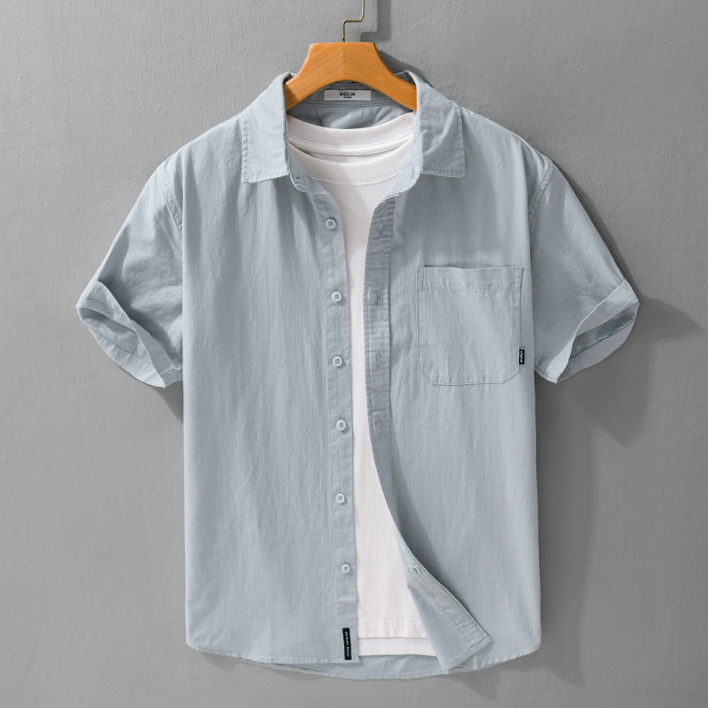 Summer Menswear White Simple Short Sleeve Shirt