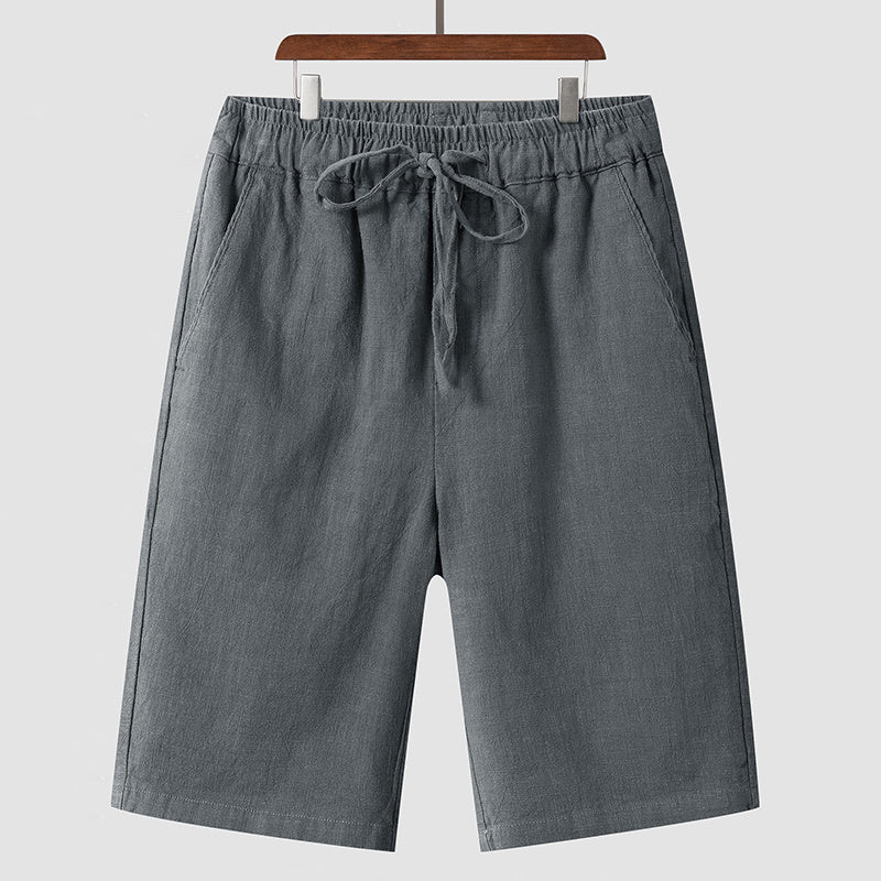 Linen Shorts Men's Casual Loose Cropped Pants