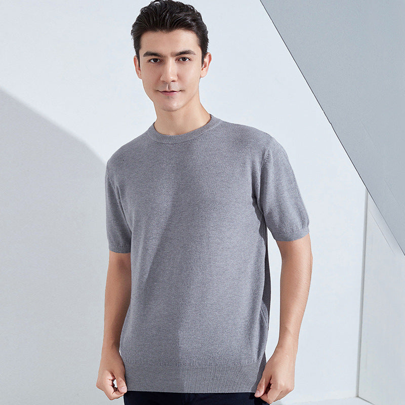 Knitted Short Sleeve Loose T-shirt Pullover Half Sleeve Sweater