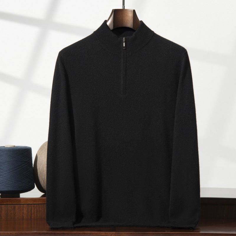Men's Cashmere Sweater Zip-up Turtleneck Young And Middle-aged