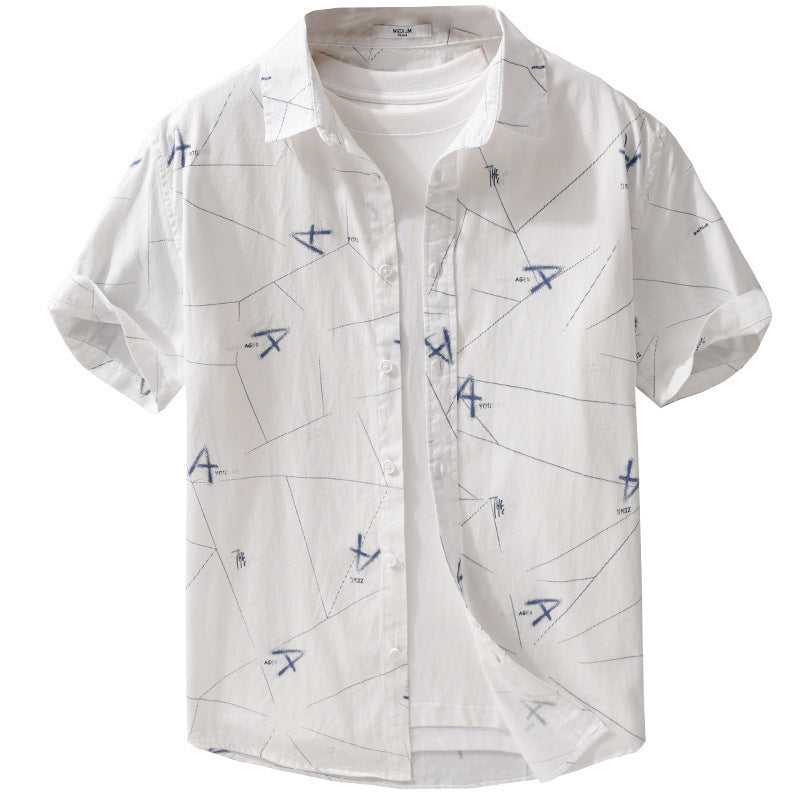 Letter Printed Simple Short Sleeve Shirt