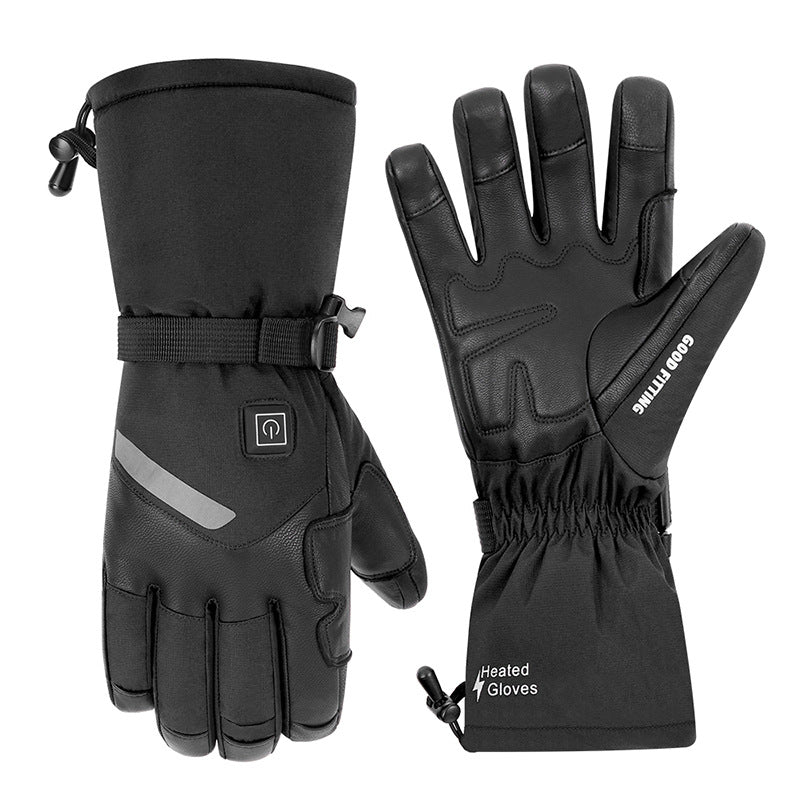 Sheepskin Electric Heating Gloves Motorcycle Thermal Smart Touch Screen Outdoor Skiing